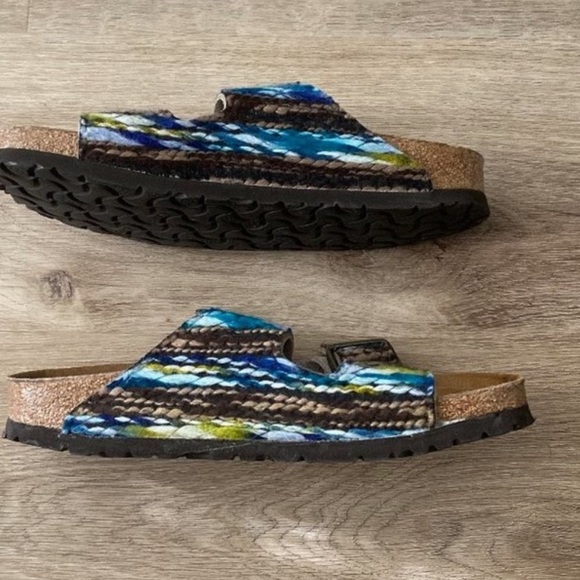 RARE BIRKENSTOCK  Size 41 U.S. Women's 10 Men's 8 Taupe Arizona Boho Yarn Multi - Picture 8 of 17